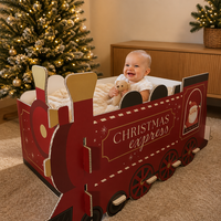 Boîte cadeau en carton 3D en forme de train de Noël, support festif pour cadeaux de Noël, pour la décoration de la maison, des fenêtres et des magasins