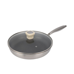 Ensemble d'ustensiles de cuisine de luxe de haute qualité, poêle en acier inoxydable 18/10, couvercle en verre, non revêtu, écologique, passe au lave-vaisselle - Product Image 1