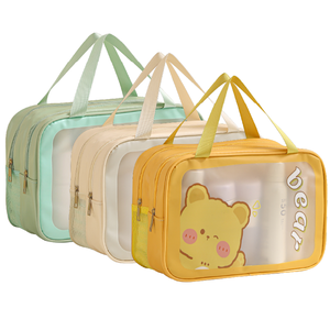 HANFEIZI PU+PVC Dry-wet Separation <b>Cosmetic</b> <b>Storage</b> Wash Bag Travel Toiletry Bag for Beach Swimming Pool Bathroom - Product Image 1