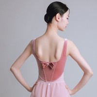 Justaucorps de ballet en velours personnalisé avec logo pour filles et femmes, sans manches, pour la danse, la gymnastique, la pratique du ballet et l'entraînement.