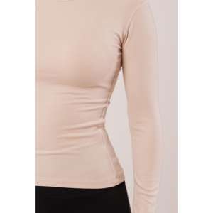 Blusa Beige Básica de Manga Larga para Mujer al por Mayor, Talla XL, Estilo Formal, con Volantes, Bordado, Encaje, Lentejuelas, Plumas, Prenda Exterior Holgada - Product Image 2