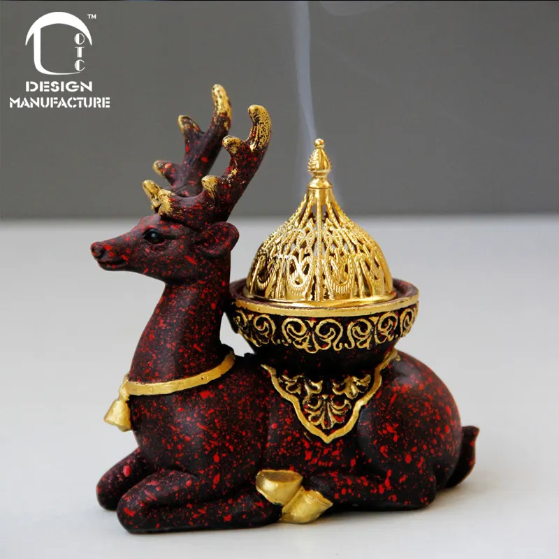 wholesale new product Arabic home decorative 3 colors reindeer design resin incense burner for air freshener