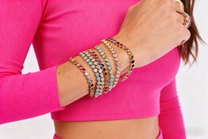 Bracciale di Moda Personalizzato Placcato Oro 18K Gioielli di Lusso Scintillanti con Diamanti Colorati a Forma di Cuore Ghiacciato Bracciale Tennis - Product Image 3