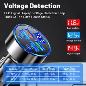 6 in 1 전기 슈퍼 고속 자동차 충전기 빠른 USB PD 충전기 100W 3.1A 유형 C 디지털 디스플레이 6 포트 자동차에 담배 충전기 - Product Image 3