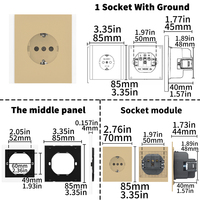 Enchufe de Pared WESA 16A, 1 Tomacorriente, Estándar Europeo Schuko, Diseño Moderno y Lujoso