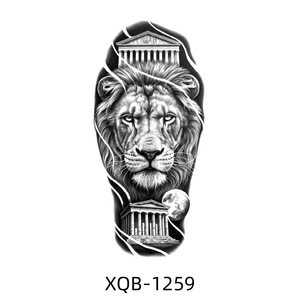 Nuevo Estilo 2026 XFashion, Tatuajes Temporales Impermeables de Animales Negros y Sensuales, Diseños Realistas de Cabeza de León y Lobo de Tamaño Completo - Product Image 2