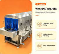 Laveuse industrielle automatique de caisses et de bacs en plastique de type tunnel, machine de lavage haute pression en SUS304 pour usine alimentaire