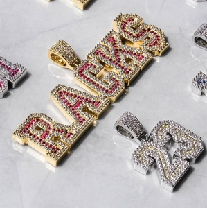 Ciondolo Personalizzato con Nome in Zirconia Cubica Stile Hip Hop Gioielli in Ottone con Catena a Corda Regalo - Product Image 5