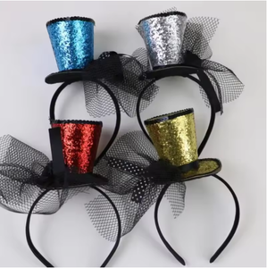 Sombrero tocado Vintage para niños, purpurina exquisita para fiesta de té, disfraz para niños, sombrero de aro de pelo colorido, tocado para <span class=keywords><strong>Halloween</strong></span> - Product Image 3