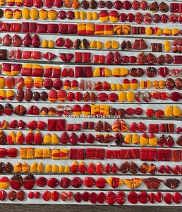 Diseñador Rosarita amarillo rojo piedras preciosas pares cabujones sueltos a juego para la fabricación de joyas pendientes anillos colgante collar artesanal - Product Image 3