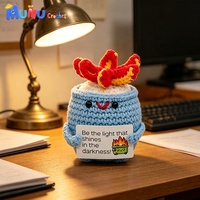 Poupée en crochet amusante et faite main, motif 'Emotional Support Dumpster Fire' et 'Positive Sunflower Potted Plant', jouet compagnon de bureau, cadeau