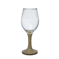 Vente en gros Verre sans plomb en cristal Gobelet à bordure dorée Verre à vin rouge à longue tige en or