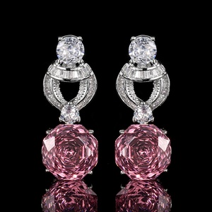 Refined Everyday Style Eco-friendly Copper 12*12MM Zircon Pendant <b>Earrings</b> Ring Ladies Jewellery Set With Stone - Product Image 5
