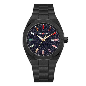 Đồng hồ kim cương long lanh cho nam giới, Đồng hồ nam nhiều màu sang trọng với màn hình hiển thị ngày, đồng hồ trang sức dây đeo kim loại thanh lịch - Product Image 5