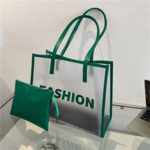 Sac de plage transparent en PVC personnalisé tendance, sac fourre-tout imperméable en PVC pour l'été avec trousse de maquillage - Product Image 6