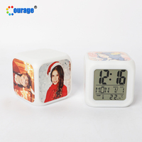 Réveil numérique à sublimation carré à vente chaude avec lumière LED