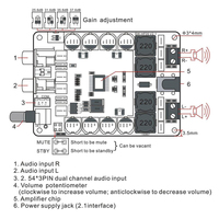 TDA7498 2X100W Amplificateur audio double canal de classe D Amplificateur de carte amplificateur