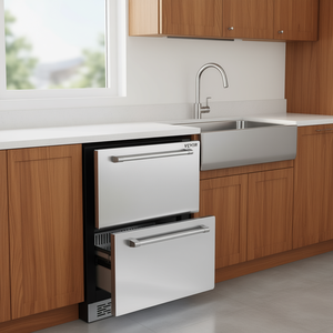 Refrigerador bajo encimera Vevor de 24 pulgadas y 5.12 pies cúbicos, de acero inoxidable, con doble cajón, enfriador de vino y bebidas, para uso doméstico y comercial. - Product Image 2