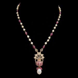 14k Gold Natural Stone Pearl Necklace Personalized Pendant Beads Chain Long Women Elegant Minimal Designer Party Wear Jewellery - Product Image 1