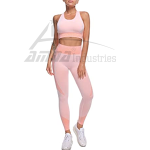 Mallas y Top corto para mujer, ropa deportiva para gimnasio, conjunto de Yoga sin costuras, 2 piezas, venta al por mayor, 2020 - Product Image 4