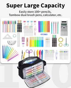 <span class=keywords><strong>Trousse</strong></span> à crayons grande capacité en tissu Oxford avec fermeture éclair et poignée, design minimaliste, pour fournitures scolaires – Vente en gros personnalisée - Product Image 2