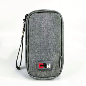 Étui de voyage portable en nylon durable avec fermeture éclair pour accessoires électroniques, grande capacité, pour batterie externe, gris, sac souple pour USB - Product Image 2