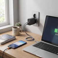 Chargeur USB C USB A GaN 45W à double port, adaptateur d'alimentation à charge rapide PD, prise coréenne, certificat KC pour ordinateur portable, téléphone, iPad, Samsung