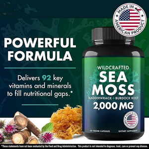 OEM Sea Moss Kapseln Irish Sea Moss Advanced mit Kletten wurzel Super food Sea Moss Supplements Pille - Product Image 3