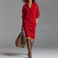 Robe pull midi en maille unie à manches longues pour femme, coupe ample, idéale pour les voyages en extérieur - Vente en gros usine