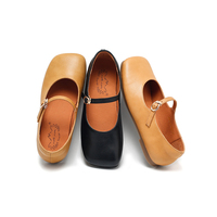 Chaussures pour femmes à bout carré en cuir véritable, faites à la main, avec boucle, légères, respirantes, douces, tendance, pour l'été, le printemps et l'automne