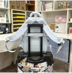 Sac à dos de gros pour filles du collège, motif nœud, grande capacité, avec poche frontale à rabat et poches latérales en filet - Product Image 4