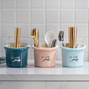 Yimei Double Layer Chopstick Holder Round Multifunctional Storage Bucket For Kitchen Tableware <b>Rack</b> - Product Image 2