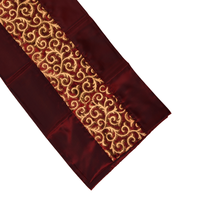 Chemin de table brodé doré bordeaux à motifs enroulés pour réceptions de mariage de luxe, tables de salle à manger d'hôtel, vente en gros