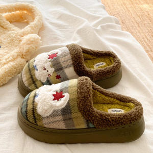 Chaussons en coton imperméables avec doublure en polaire, semelle épaisse antidérapante, chaussures d'intérieur et d'extérieur pour la maison, pour les journées enneigées d'hiver, usage quotidien - Product Image 6