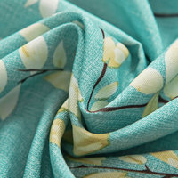 Tissu de rideau imprimé 100% polyester, motif branche blanche, rose corail, vente en gros