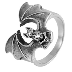 yunnique Bat Shaped Men's <b>Titanium</b> Steel <b>Ring</b> Silver Animal Design Fashion Jewelry Gift For Men - Product Image 5