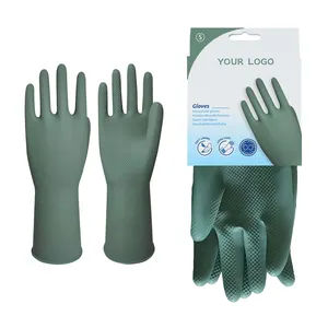 Factory Price Custom Printed Logo Cuff Anti-slip Kitchen Household Rubber Latex Gloves For Kids Children Dish Washing Cleaning