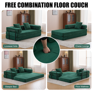 Divano da Pavimento, Divano Comprimibile, Divano Letto Convertibile da Pavimento con Supporto per la Schiena e Braccioli, Comodo <span class=keywords><strong>Futon</strong></span> Lounge Letto - Product Image 4