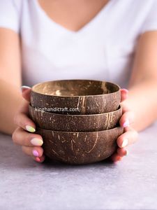 Bol en Coque de Noix de Coco Écologique Léger et Durable Fait Main Classique pour Smoothies Salades Petits Déjeuners Fruits Service de Cuisine - Product Image 4