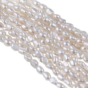 Cadena de Perlas Barrocas Blancas de Agua Dulce Naturales de Zhuji, 6-7 mm, Dos Caras, Orificio Recto Ligero, Accesorios de Bricolaje, Perlas Sueltas - Product Image 5