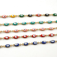 Bracelets à breloques mode vintage en vrac acier inoxydable mauvais yeux goutte d'huile émail turc bracelet personnalisé or 18 carats époxy enfants