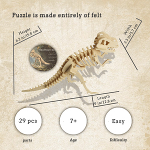 Puzzle en feutre 3D pour enfants Tyrannosaurus Rex Non tissé Léger Jouet éducatif DIY Ensemble de jeu de dinosaures Cadeau - Product Image 2