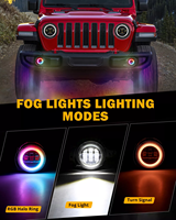 HYNBYZJ 7 pouces phare RGB Super lumineux 90W phares Led feux de croisement Halo anneau yeux d'ange phare Led pour Jeep Suv Atv