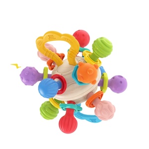 Bé món quà trẻ sơ sinh đồ chơi cấp thực phẩm BPA free Silicone bé <span class=keywords><strong>Teether</strong></span> Rattle đồ chơi mềm <span class=keywords><strong>Teether</strong></span> bóng cho bé 6 đến 12 tháng - Product Image 1