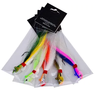 Bucktail Jig bas Fluke katil kurşun Metal kafa Jigs tuzlu su/tatlısu bas için çoklu boyutları Bucktail Jigs/Striper/Bluefish