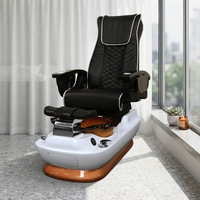 Fauteuil de pédicure électrique de luxe avec cuvette en fibre de verre pour salon de manucure, fauteuil SPA pour les pieds inclinable à jets magnétiques, éclairage LED