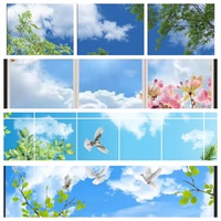 Panneau LED de plafond artificiel commercial 595x595 40W, design ciel bleu et nuages, longue durée de vie pour clinique, école, bureau