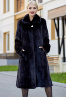 Damen Casual Winter Warmer Extralanger 100% Nerzmantel in Naturfarbe, Knitterfrei, Größe 110 mit Polyesterfutter, Roh Verarbeitet
