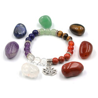 Bracelets unisexes en pierre volcanique, diffuseur de cristaux de guérison, 7 chakras, bracelet en pierre de lave naturelle