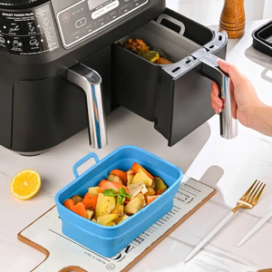Forro De Silicone Reutilizável Popular Rectangular Air Fryer Cesta Reciclável Food Mat para Grill Baking Tray Borracha <span class=keywords><strong>Home</strong></span> Appliance - Product Image 2